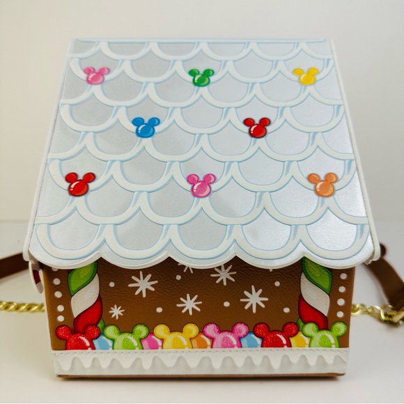 Loungefly Stitch Shoppe Disney Minnie Mouse Gingerbread House Crossbody Bag - Picture 2 of 11
